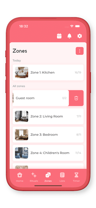 Home divided into zones, 15 minutes a day is enough to maintain cleanliness and comfort